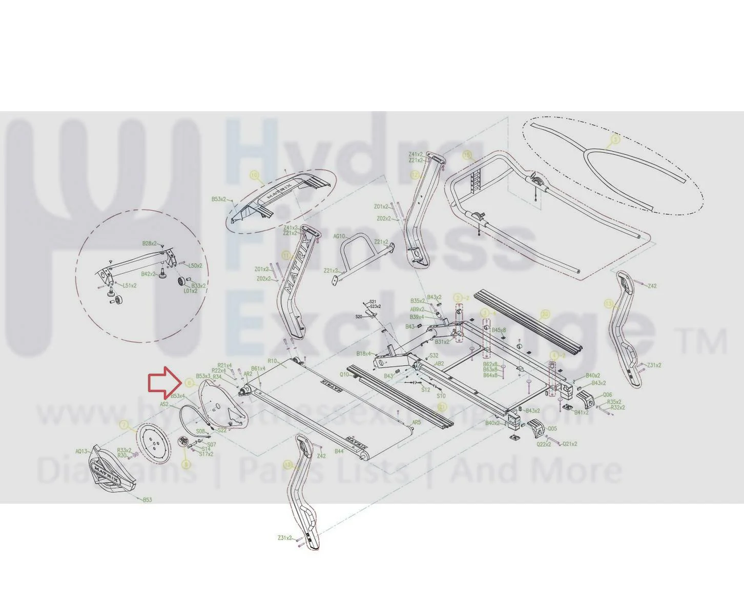 Matrix Fitness TM529 Treadmill Inner Protection Kits 1000369184 - Image 3