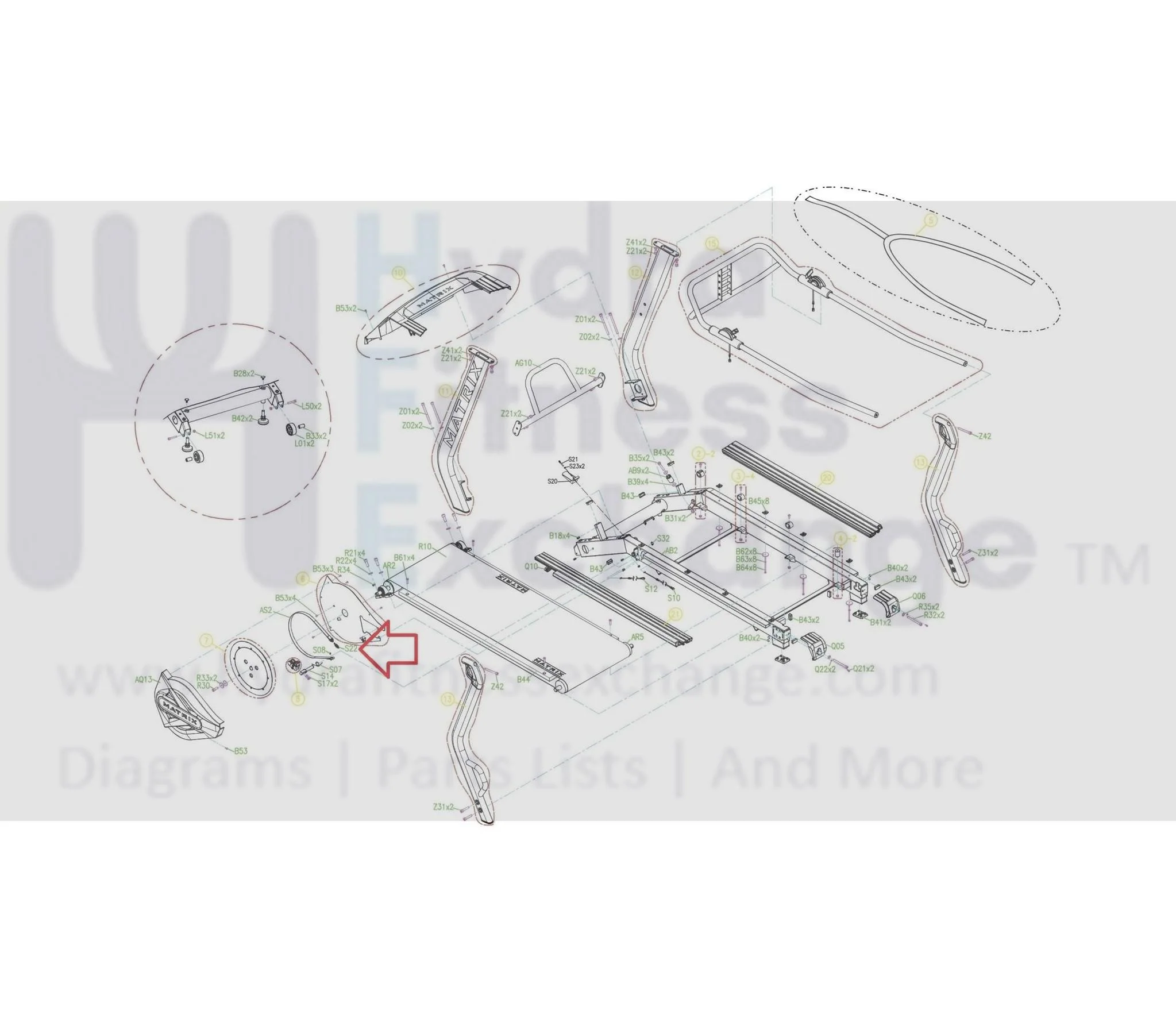 Matrix Fitness TM529 Treadmill Right Extension Spring 1000379577 - Image 3