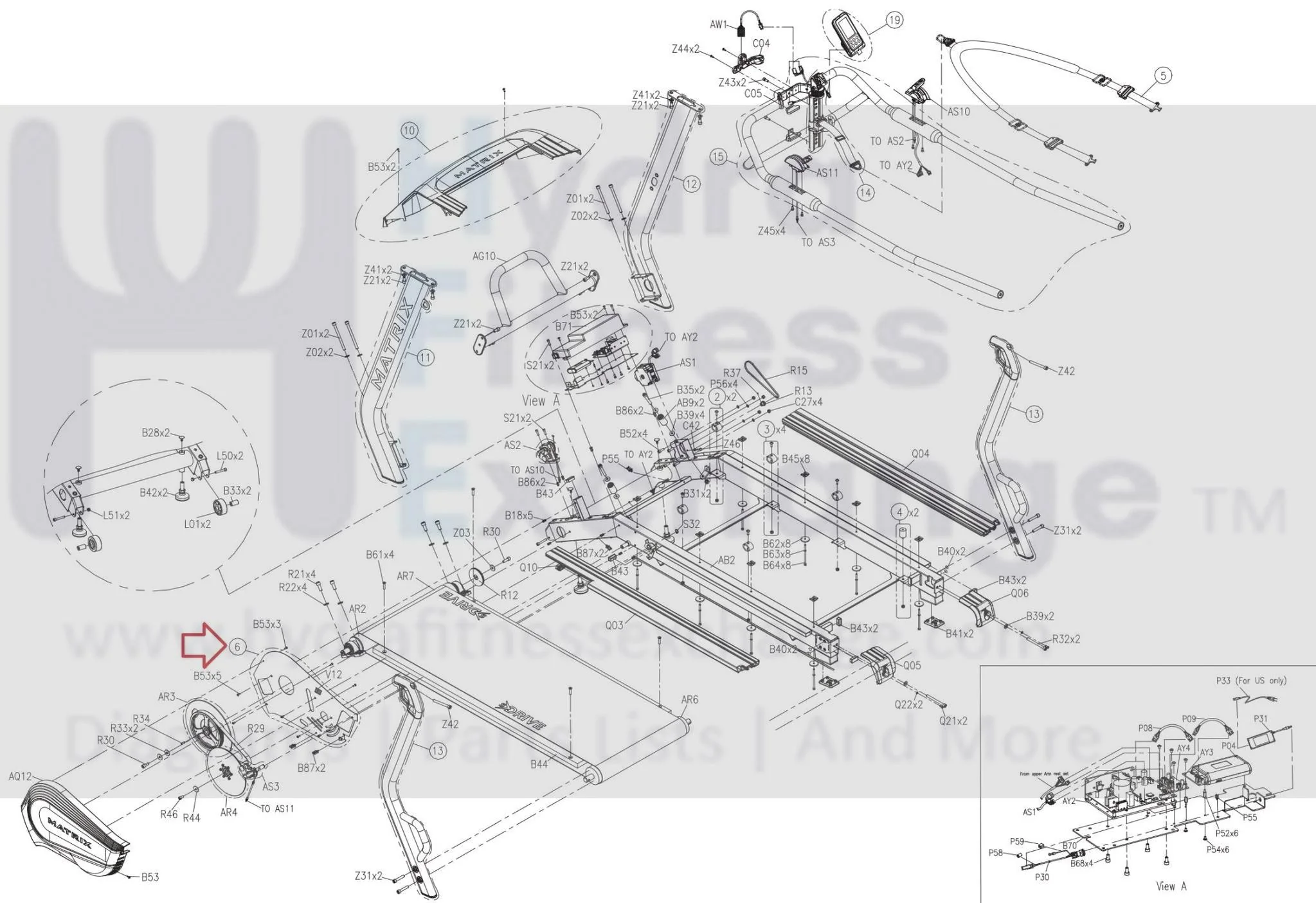 Matrix Fitness TM533 TM535C TM534 Treadmill Inner Protection Kits 1000412959 - Image 3