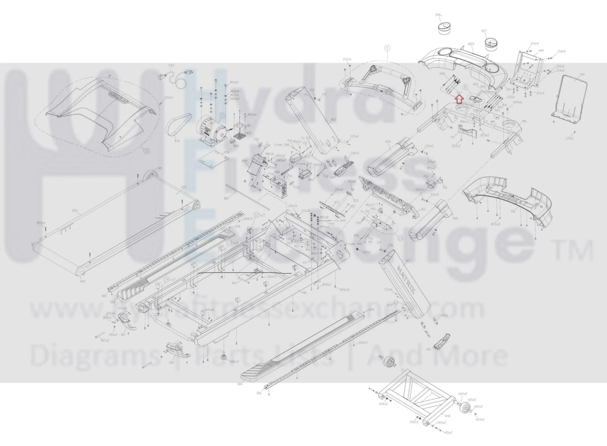 Matrix Fitness TM538 TM543 TM750C TM548 Treadmill Console connected wire Harness 1050 x 6 1000433515 - Image 3