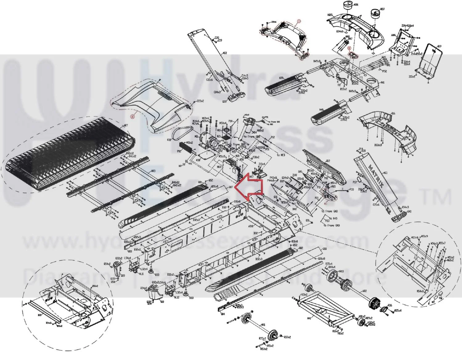Matrix Fitness TM543 TM548 Treadmill Left Accent Plate Set 1000447568 - Image 2