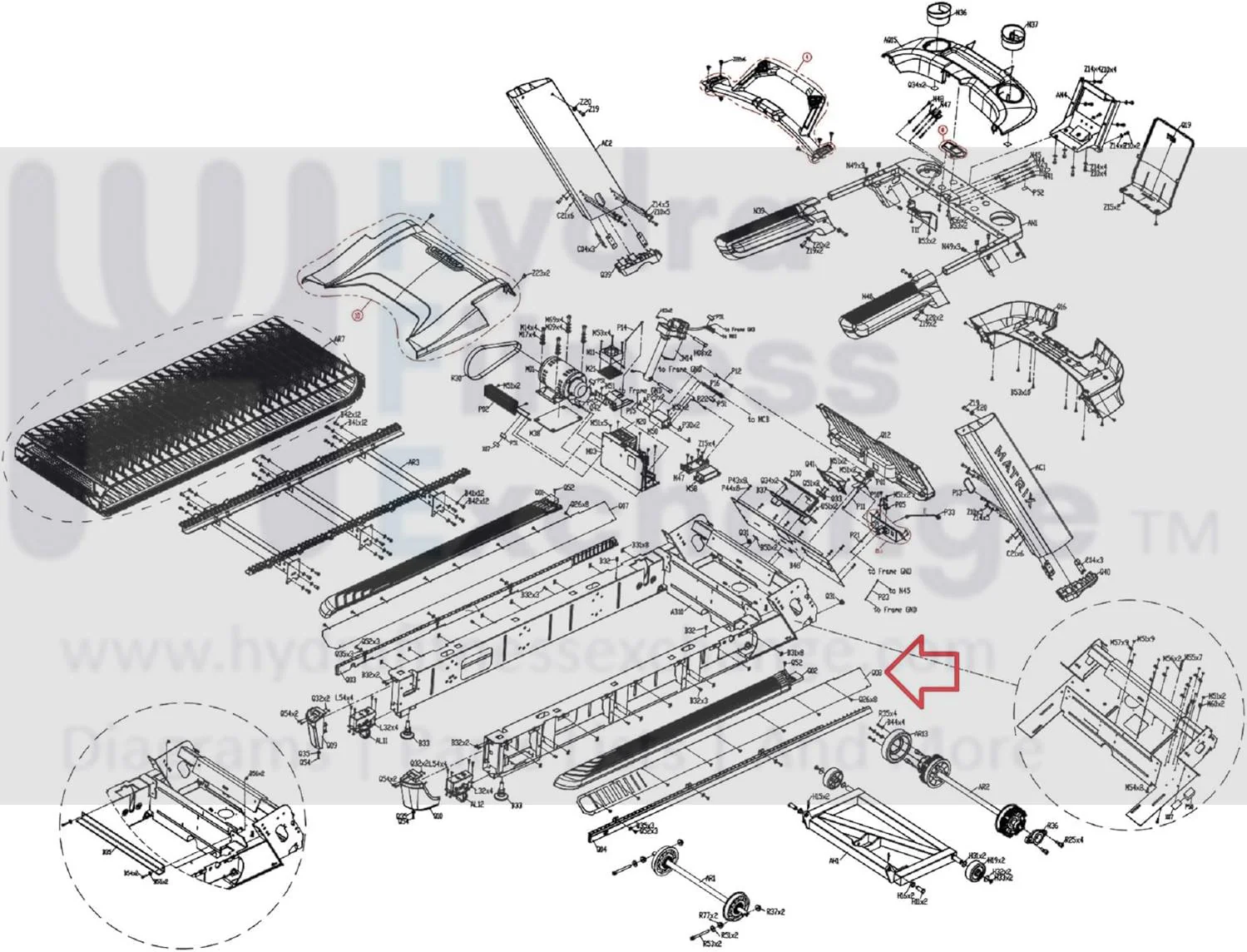 Matrix Fitness TM543 Treadmill Right Accent Plate Set 1000447569 - Image 2