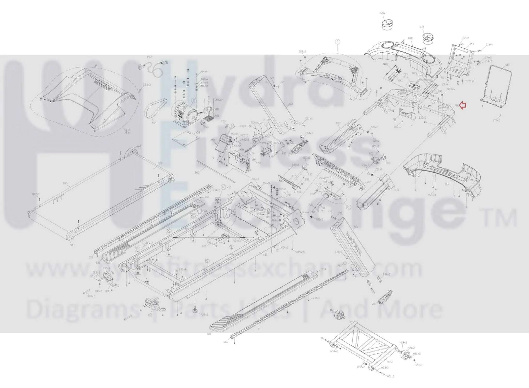 Matrix Fitness TM548 TM750C TM543 TM538 Treadmill Console Base Flat Frame Set  1000465977 - Image 3