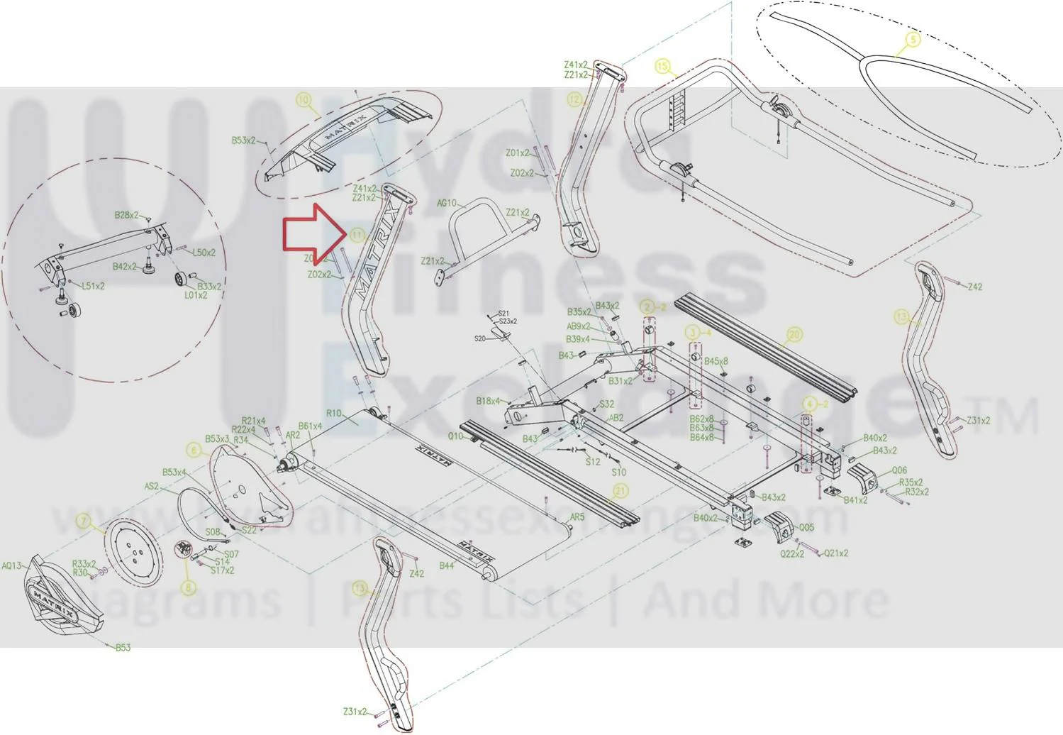 Matrix Fitness Treadmill Left Console Mast Set 1000360856 - Image 2