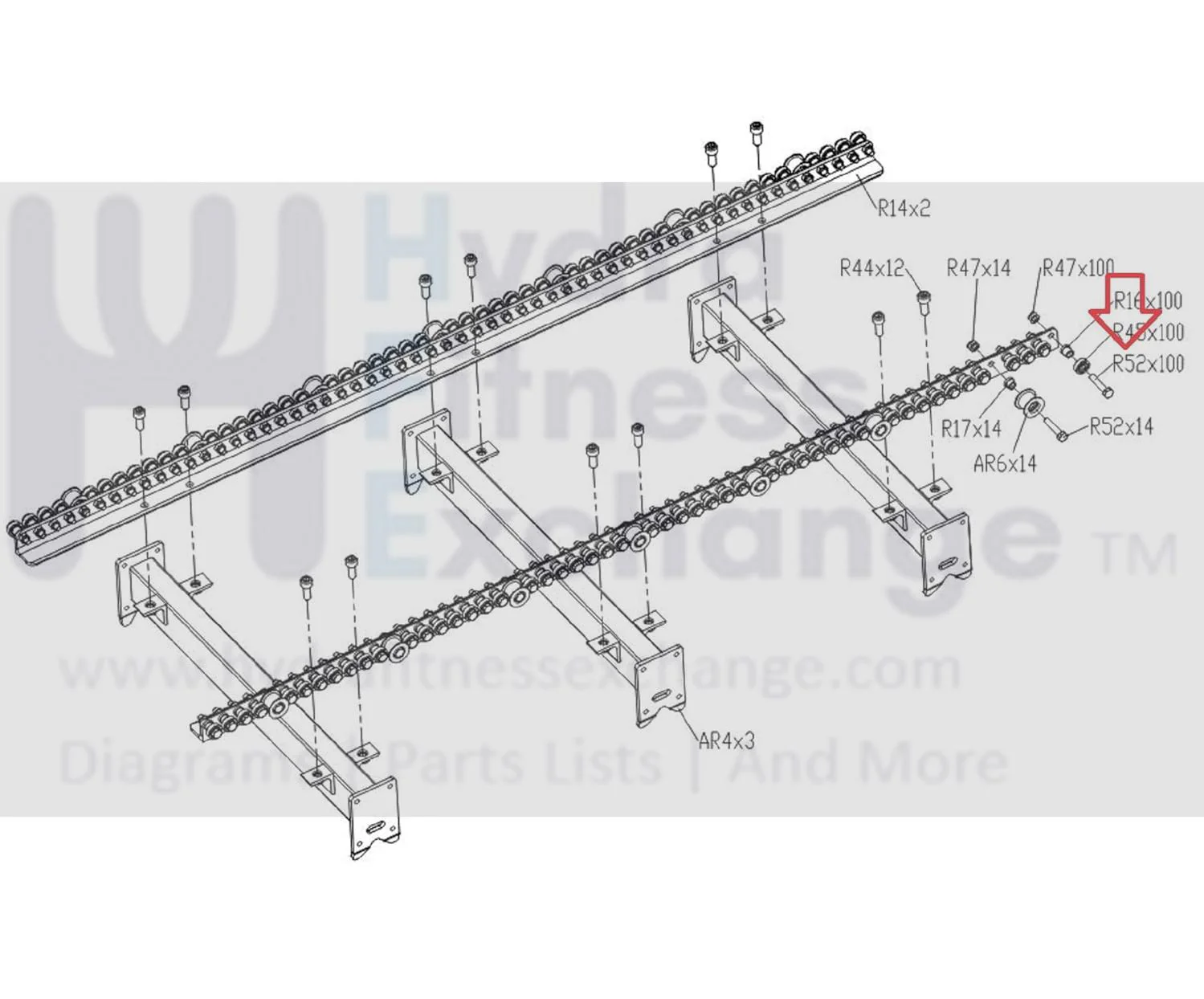 Matrix Fitness Treadmill Round Head Special Screw M8 - 1.25P-6g x 45. 1000443641 - Image 2
