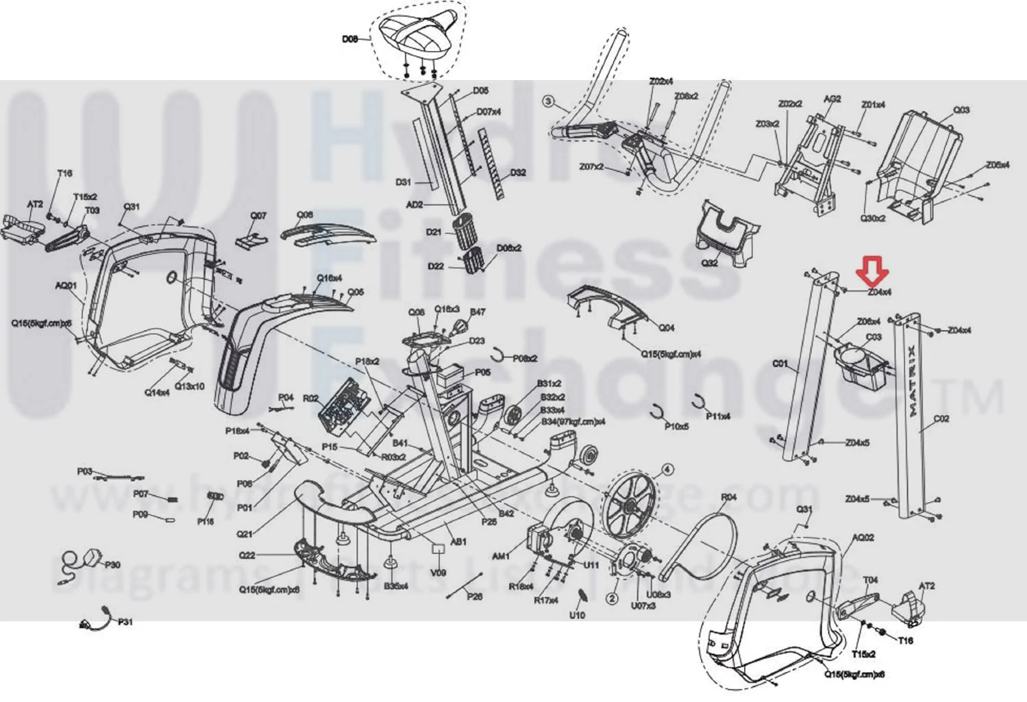 Matrix Fitness Upright Bike Hex Socket Screw M8 - 1.25P x 15L 004699-00 - Image 2