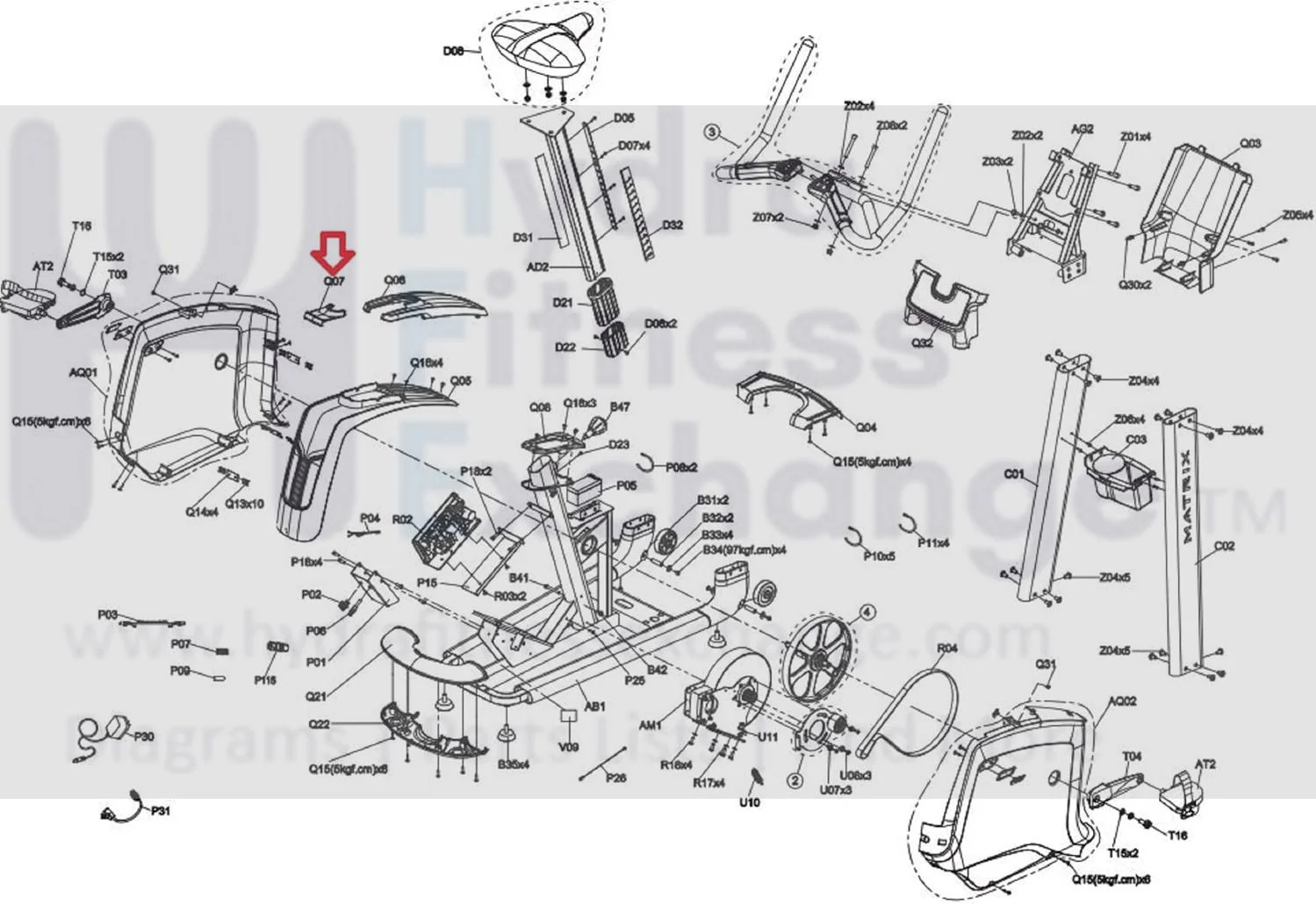 Matrix Fitness Upright Bike Rear Upper Black Cover 1000344468 - Image 2