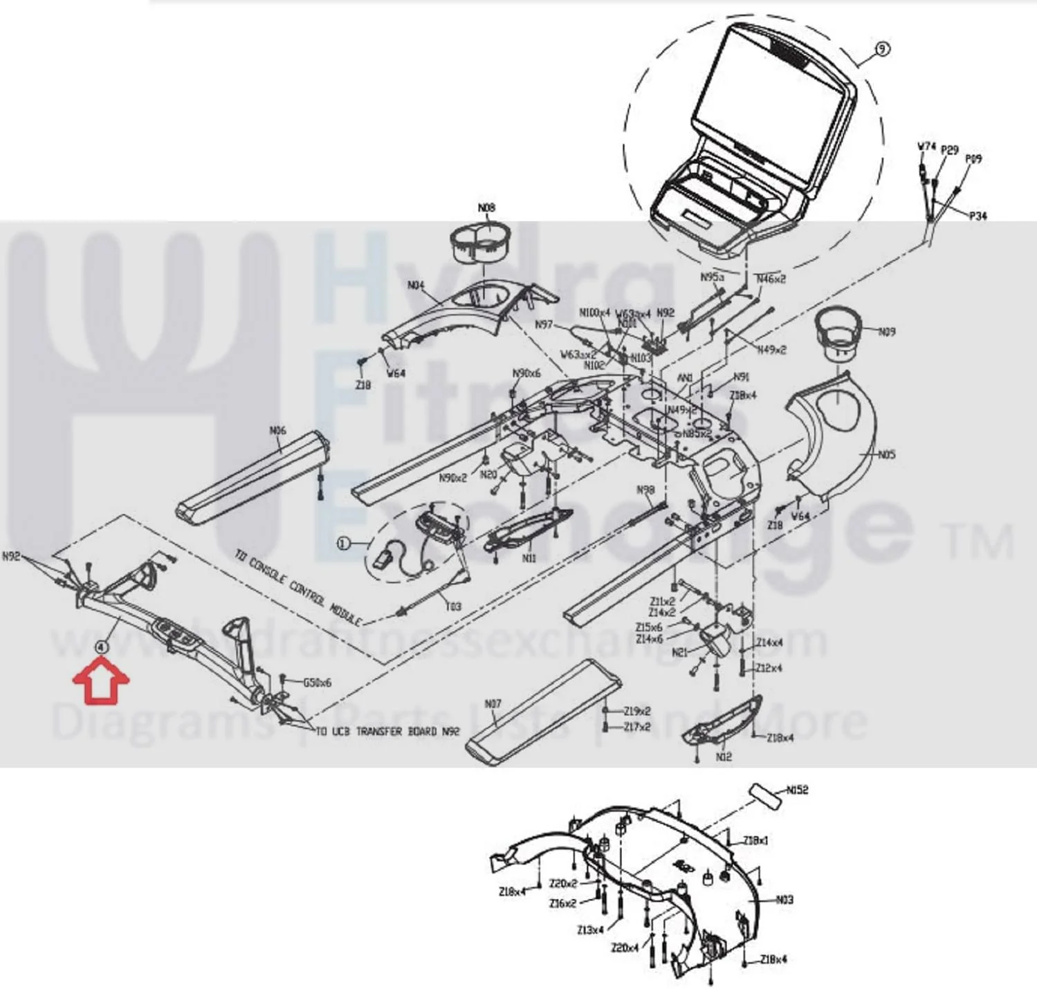 Matrix FTM501E FTM501G FTM501H Treadmill English Handlebar Set 1000356217 - Image 2