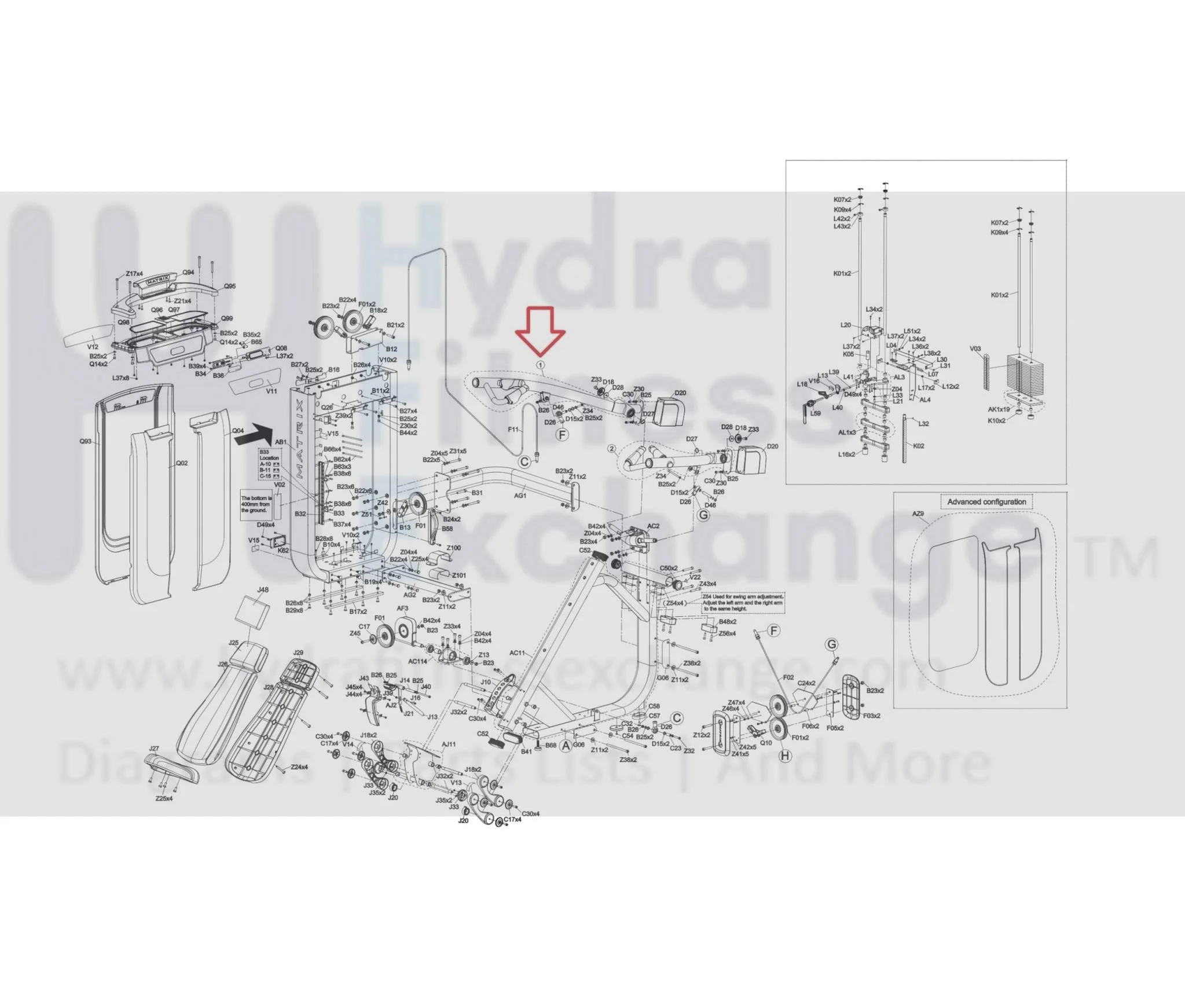 Matrix Fitness G7GM117 Strength System Right Foot Pedal Arm Set Semi Assembly 1000416408 - Image 3