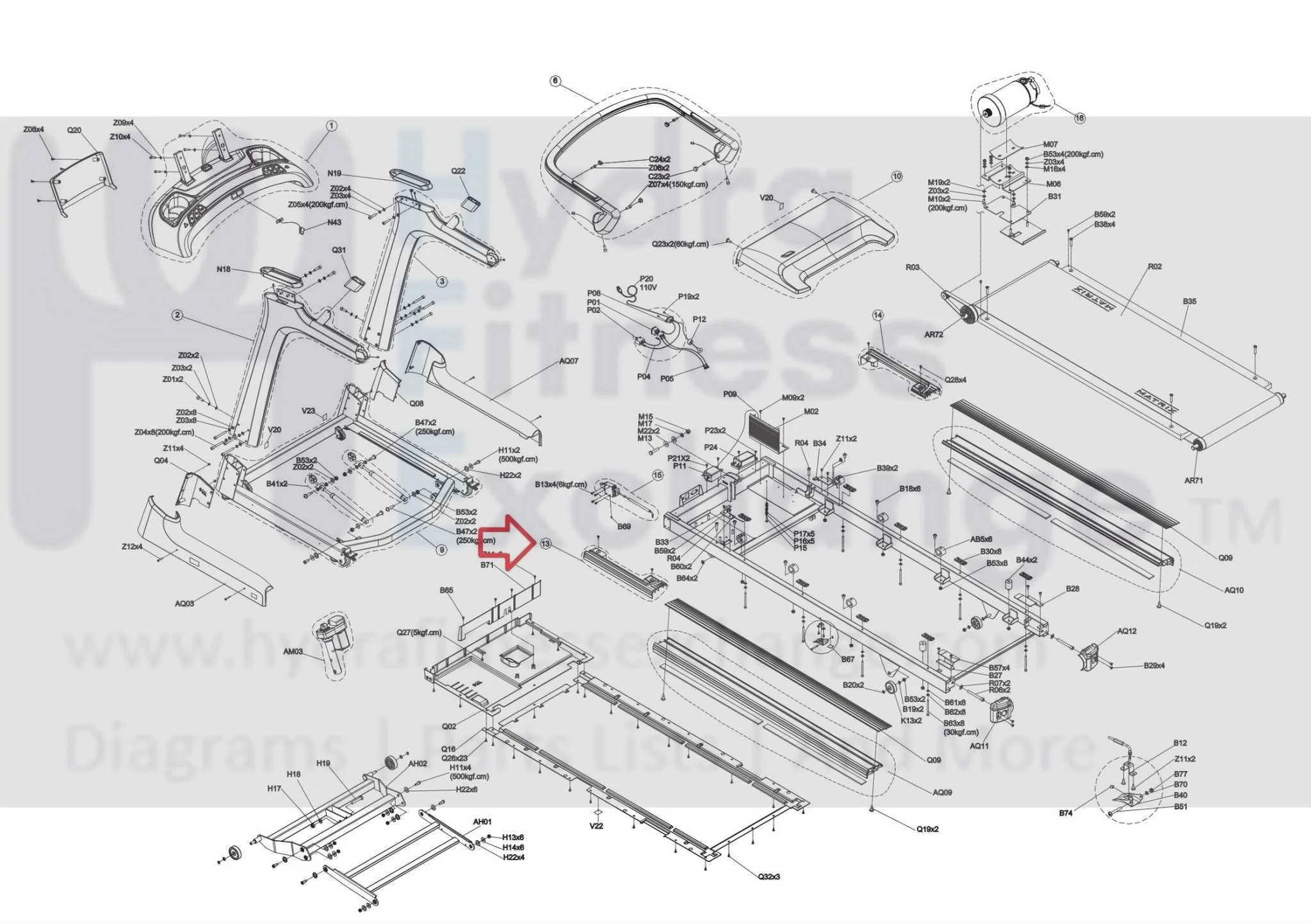 Matrix Retail TM694 TM693 TM693B TM694B TM768 TM1015 TM1015B TM1024B Treadmill Left Frame Shield Set 1000393904 - Image 3