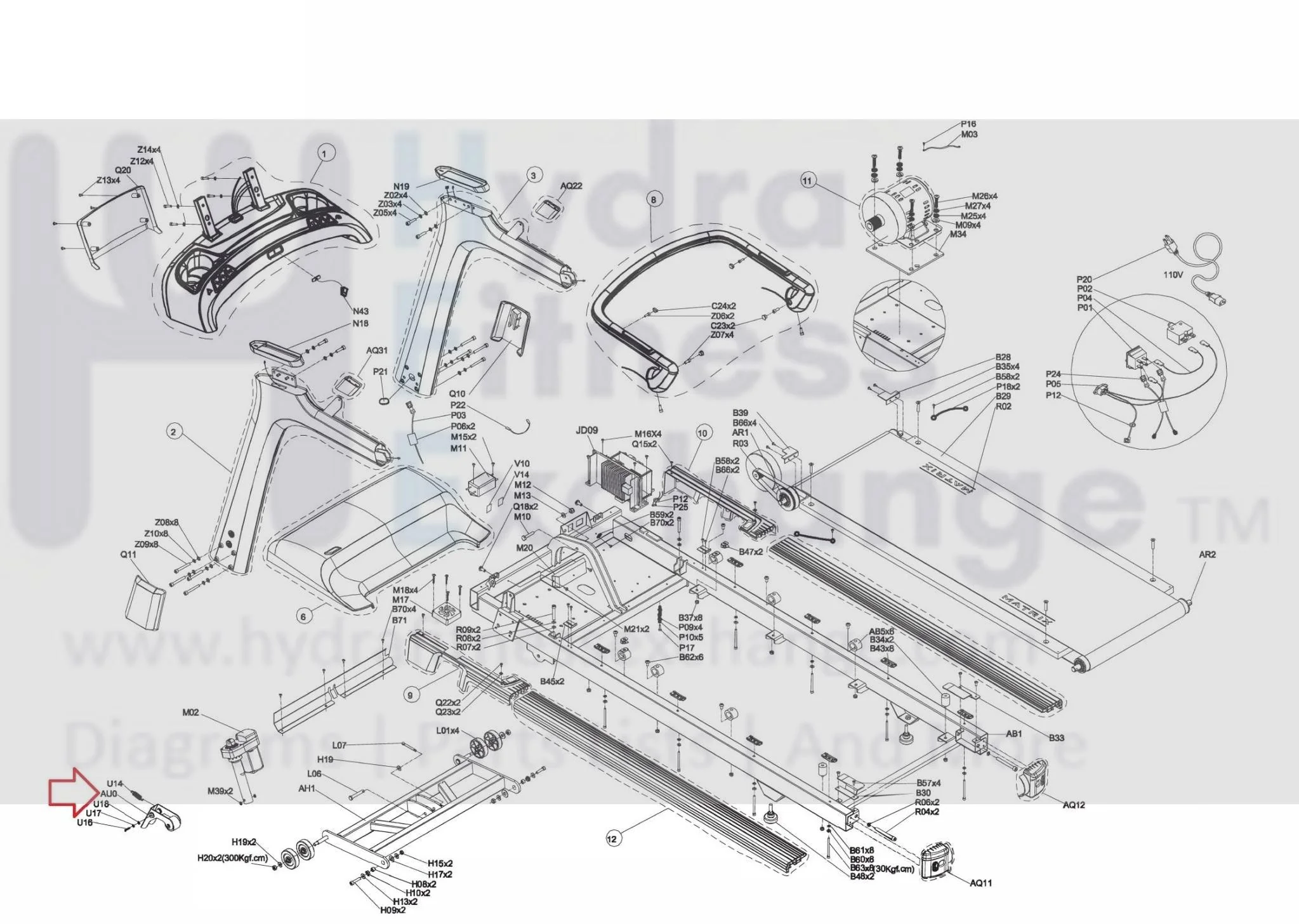 Matrix Retail TM703B TM703C TM759C-1US TM759 TM703C TM727 TM703E Treadmill Idler Set Semi Assembly 1000223765 - Image 3