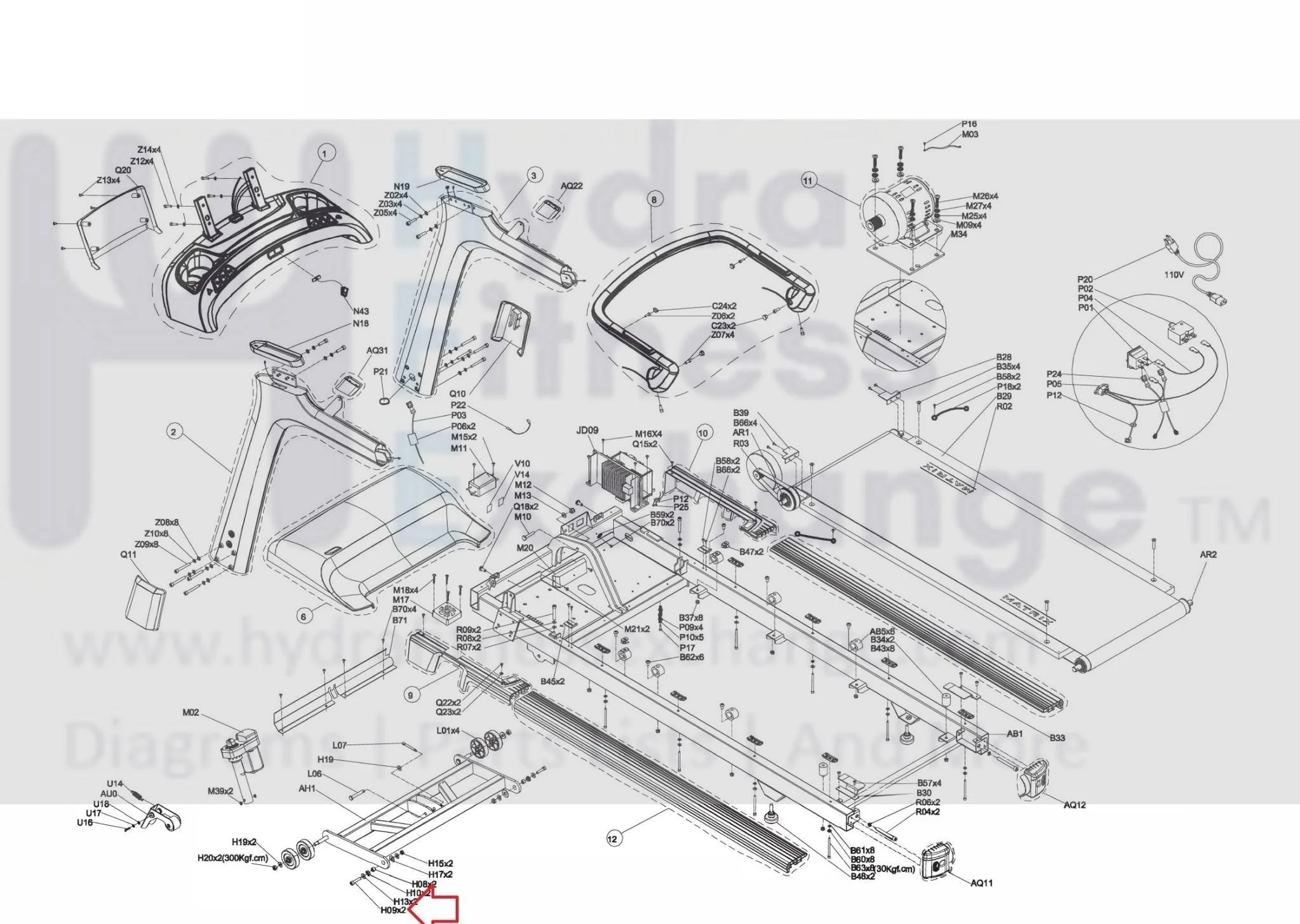 Matrix Retail TM703B TM729 TM703C TM759C-1US TM759 TM767 TM727 TM703E TM1017 Treadmill Round Head Hex Socket Screw M12 - 1.75P x 40L 1000402676 - Image 3