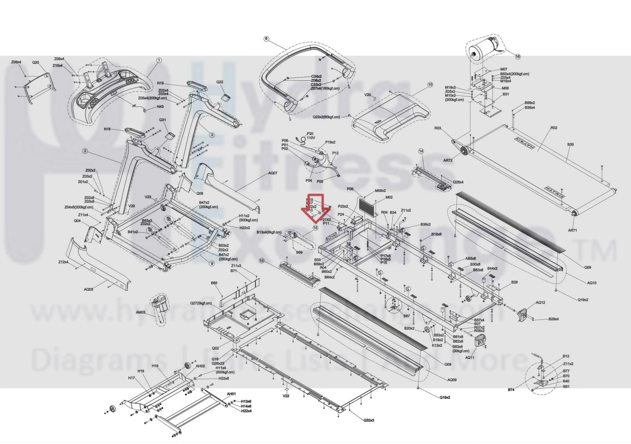 Matrix Retail TM768 TM1024 Treadmill Folding Slide Frame Set 1000393920 - Image 3