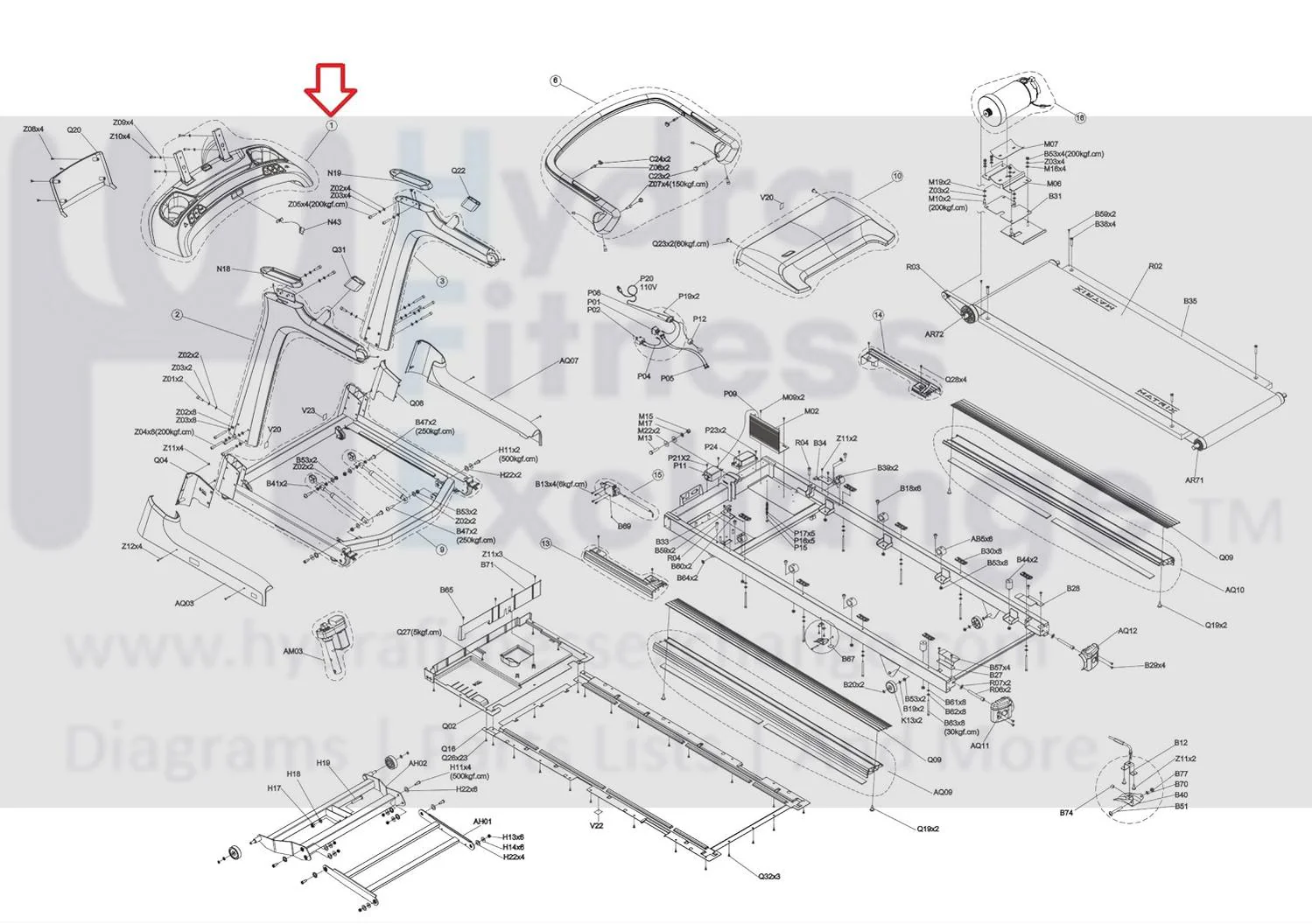 Matrix Retail Treadmill Console Base Set Semi Assembly 1000458235 - Image 2