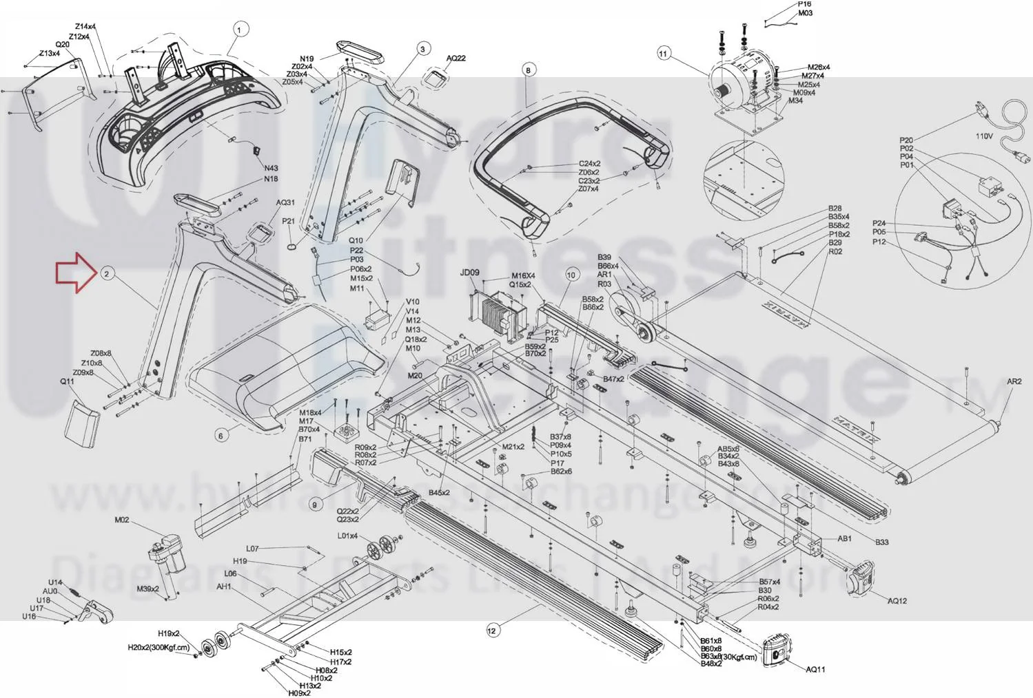 Matrix Retail Treadmill Left Console Mast Set Semi-Assembly 1000389671 - Image 2