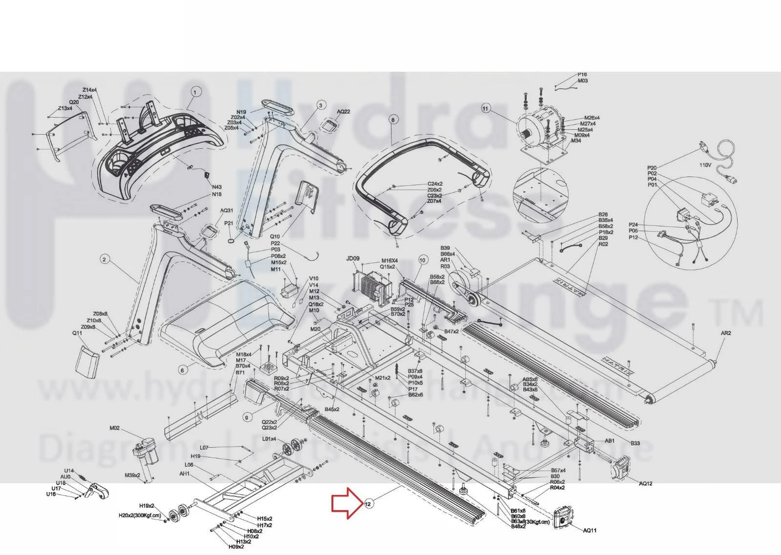 Matrix Retail Treadmill Side Rail Set Semi Assembly 1000389182 - Image 2