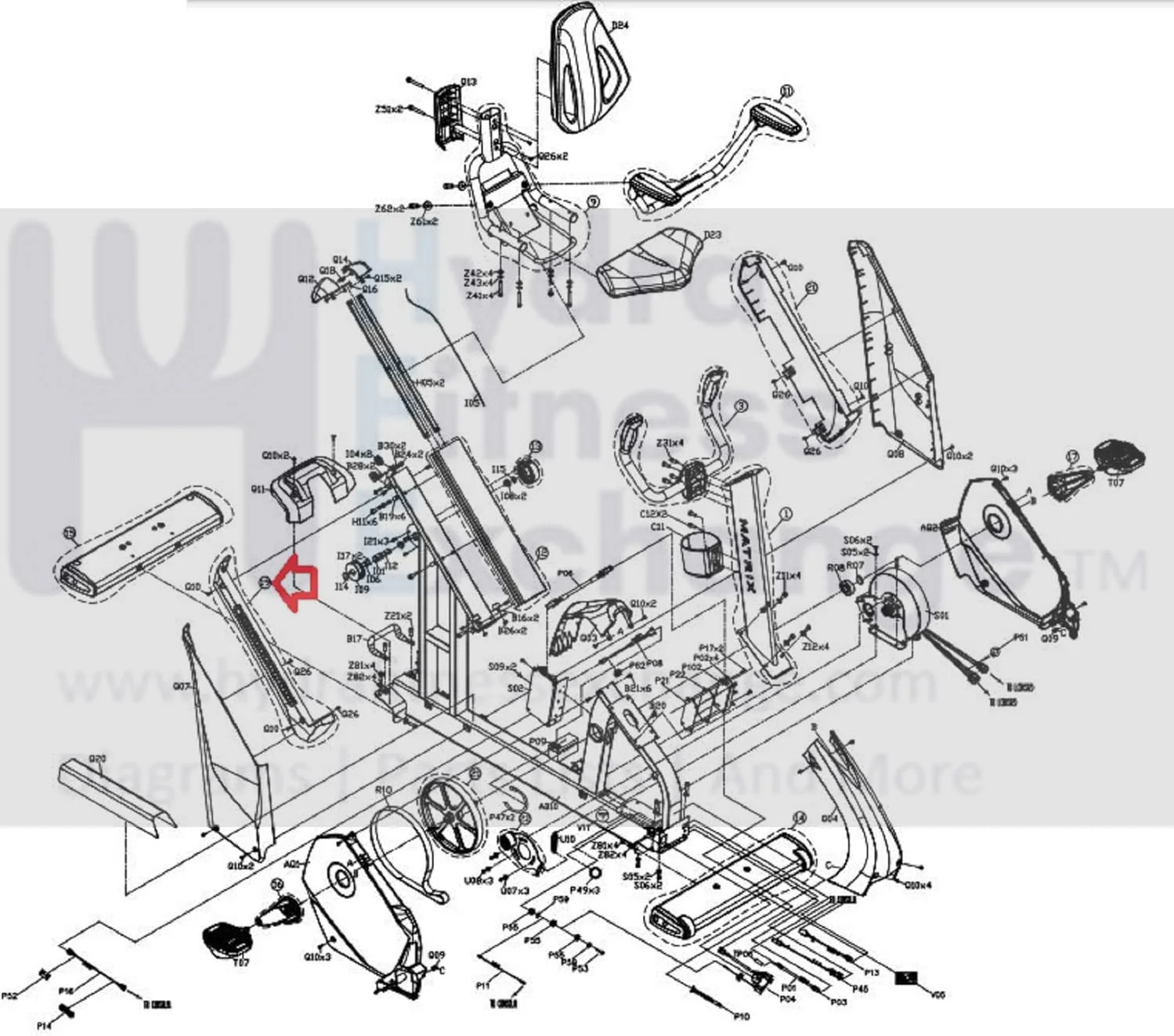 Matrix Stationary Bike Right Guide Rail Shield Set R-3 x /5 x /7x 1000308337 - Image 2