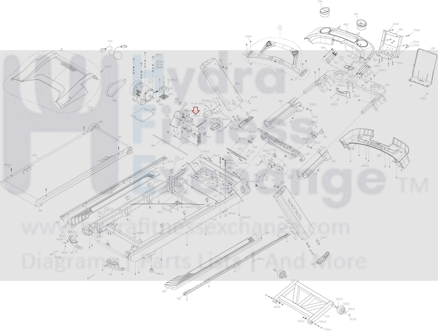 Matrix T-PS-F-02 TM538 TM750C TM552 Treadmill Incline Fixing Pin 1000433666 - Image 2