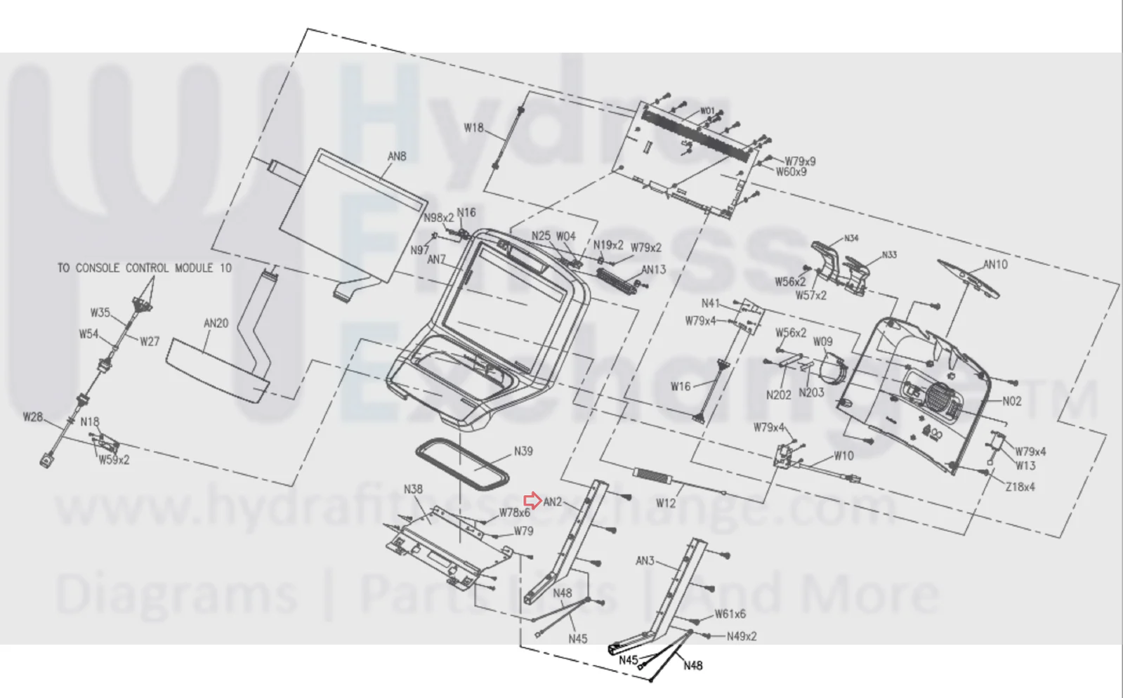 Used Matrix T5x T7x T7xe T7xi Treadmill Left Console Support Bracket 0000084692 - Image 2