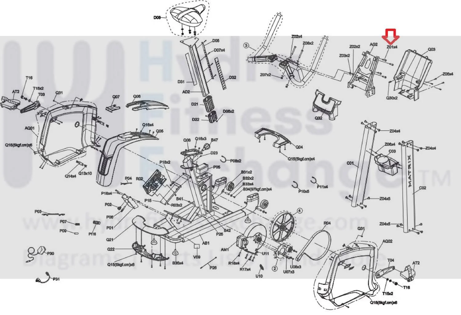 Matrix Upright Bike Round Head Hex Socket Screw M8 - 1.25P x 35L-11L 1000401239 - Image 2