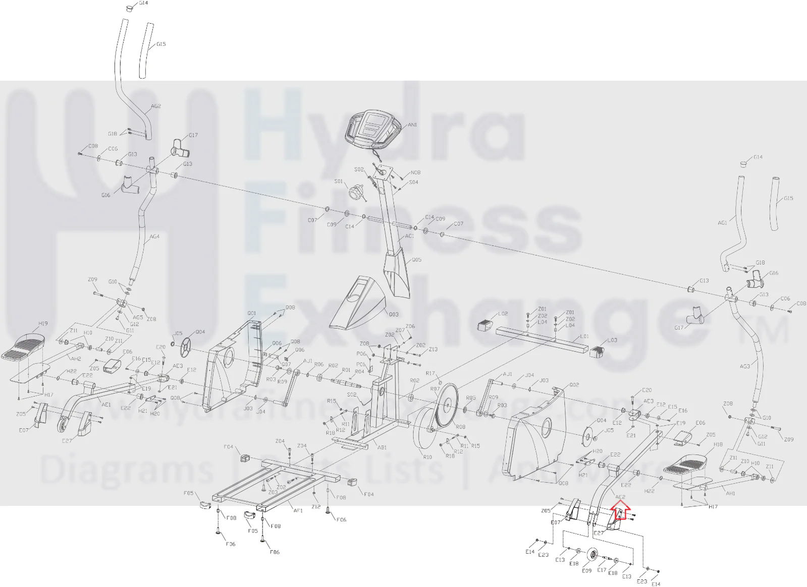 Merit Fitness 710E 720E Elliptical AE Pedal Arm Sub Model Set 065132-Z - Image 2