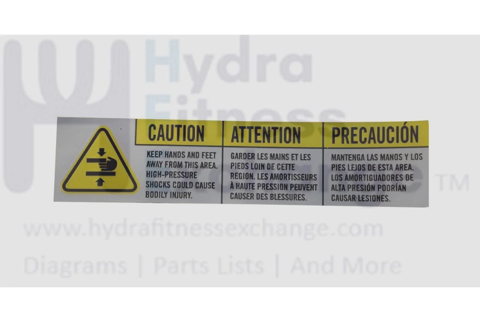 Merit Fitness TM723 TM724 TM475C Treadmill Pinch Hands Warning Label 1000385424
