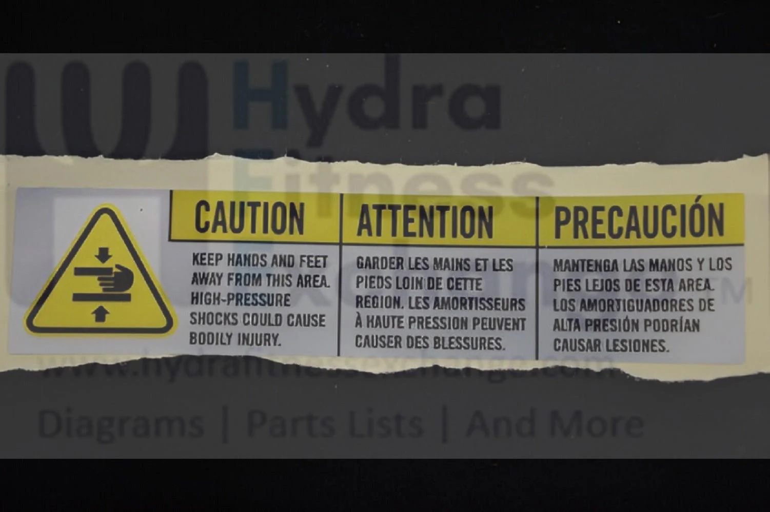 Merit Fitness TM723 TM724 TM475C Treadmill Pinch Hands Warning Label 1000385424 - Image 2