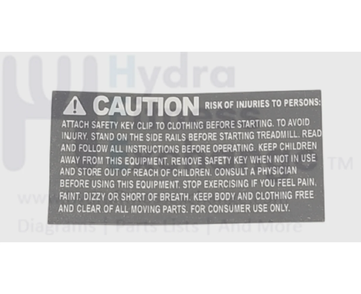 Merit Fitness Treadmill Warning Label Overlay White Word Or Black 1000210190