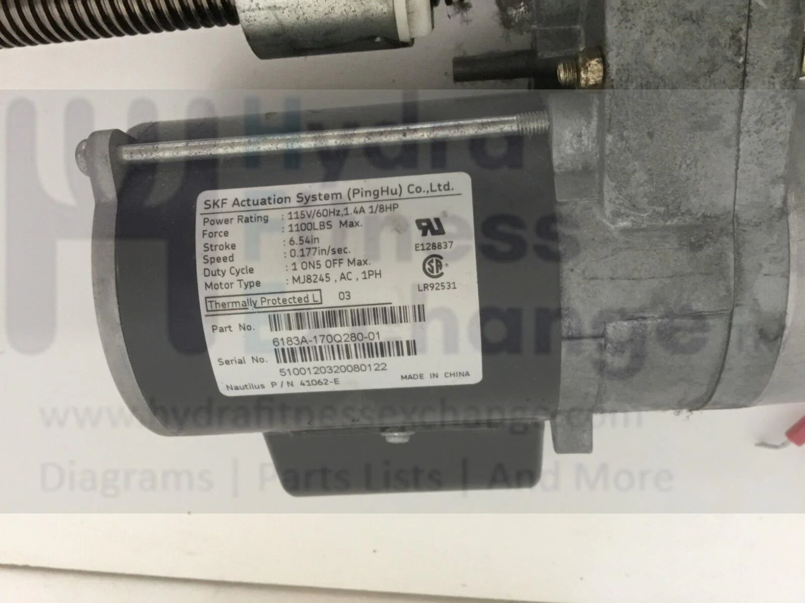 Nautilus T916 Treadmill 115V Incline Motor Actuator MJ8245 6183A-170Q280-01 - Image 2