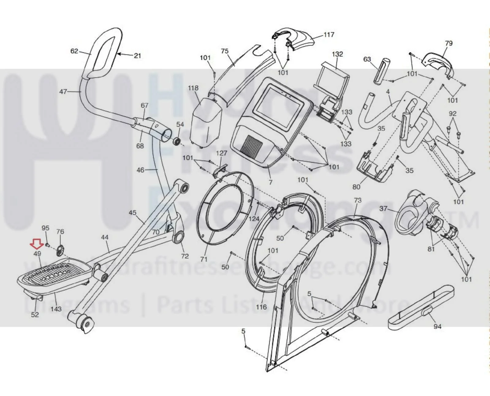 Nordictrack 12.9 14.9 9.9 Elliptical Left Pedal MFR-393230 397100 - Image 3