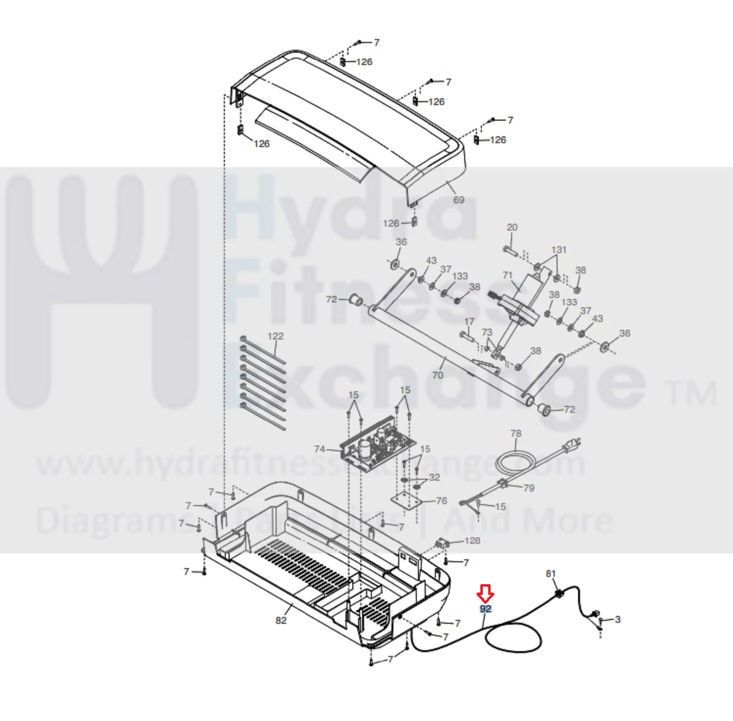 NordicTrack 1250 2450 1750 Treadmill Upright Cable Wire Harness 451938 - Image 2