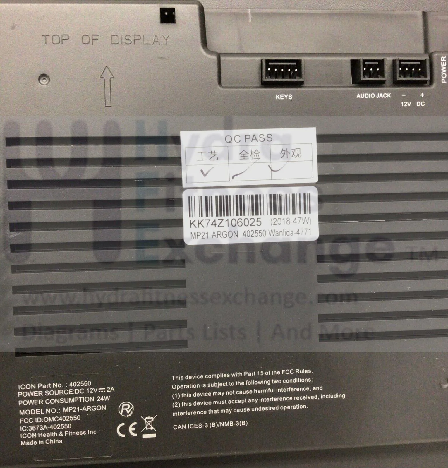 NordicTrack 2950 Treadmill TV Display for Console MFR-402550 or 401229 - Image 3