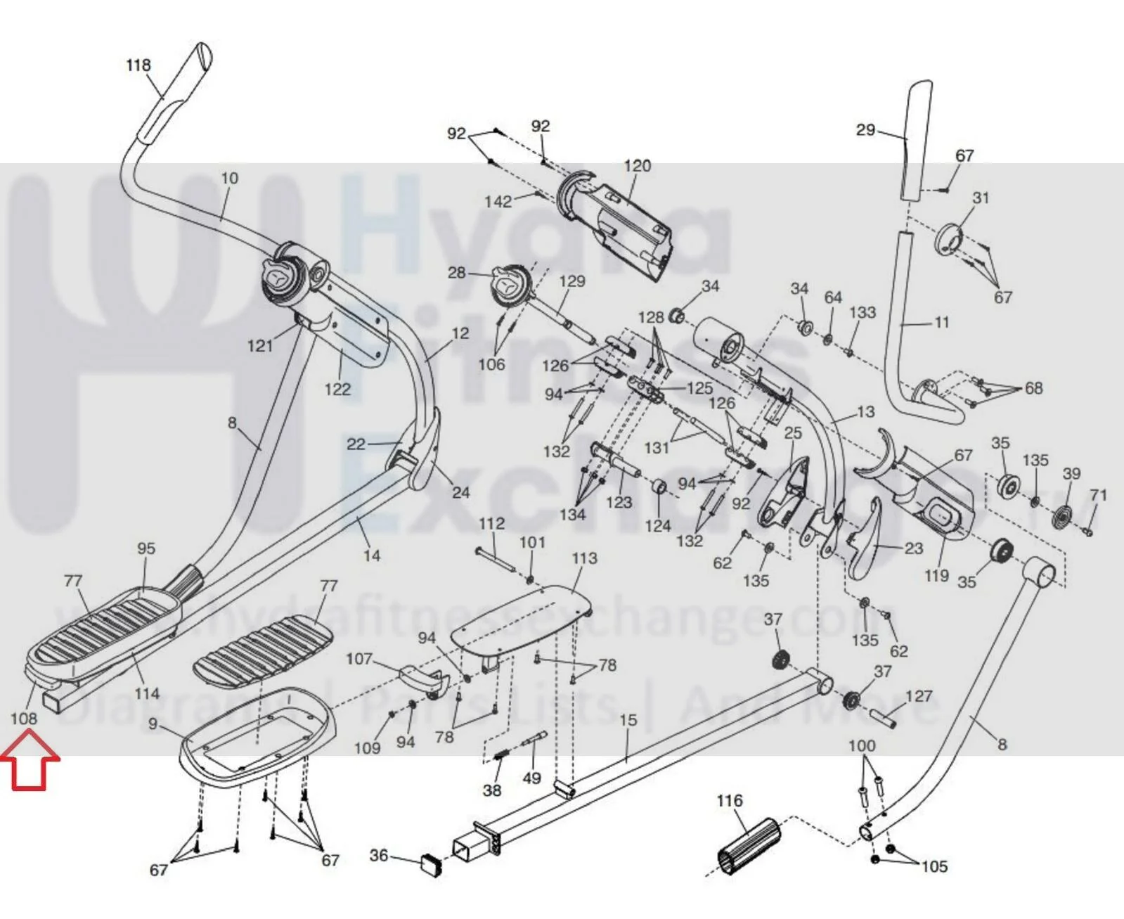 NordicTrack A.C.T. Elite Elliptical Left Foot Pedal Adjust Handle 364427 - Image 2