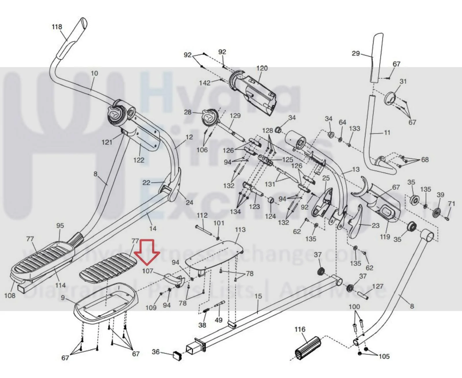 NordicTrack A.C.T. Elite Elliptical Right Foot Pedal Adjust Handle 364428 - Image 2