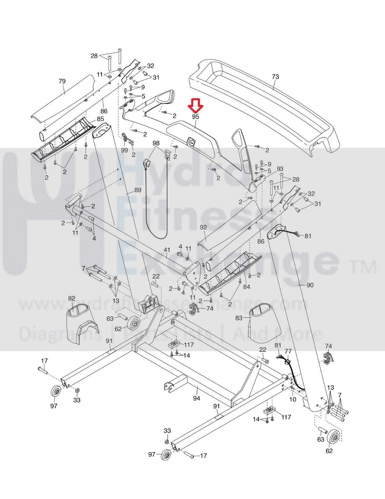 Nordictrack C 950 PRO 831.249900 831.249901 Treadmill Top Pulse Crossbar 350122 - Image 2