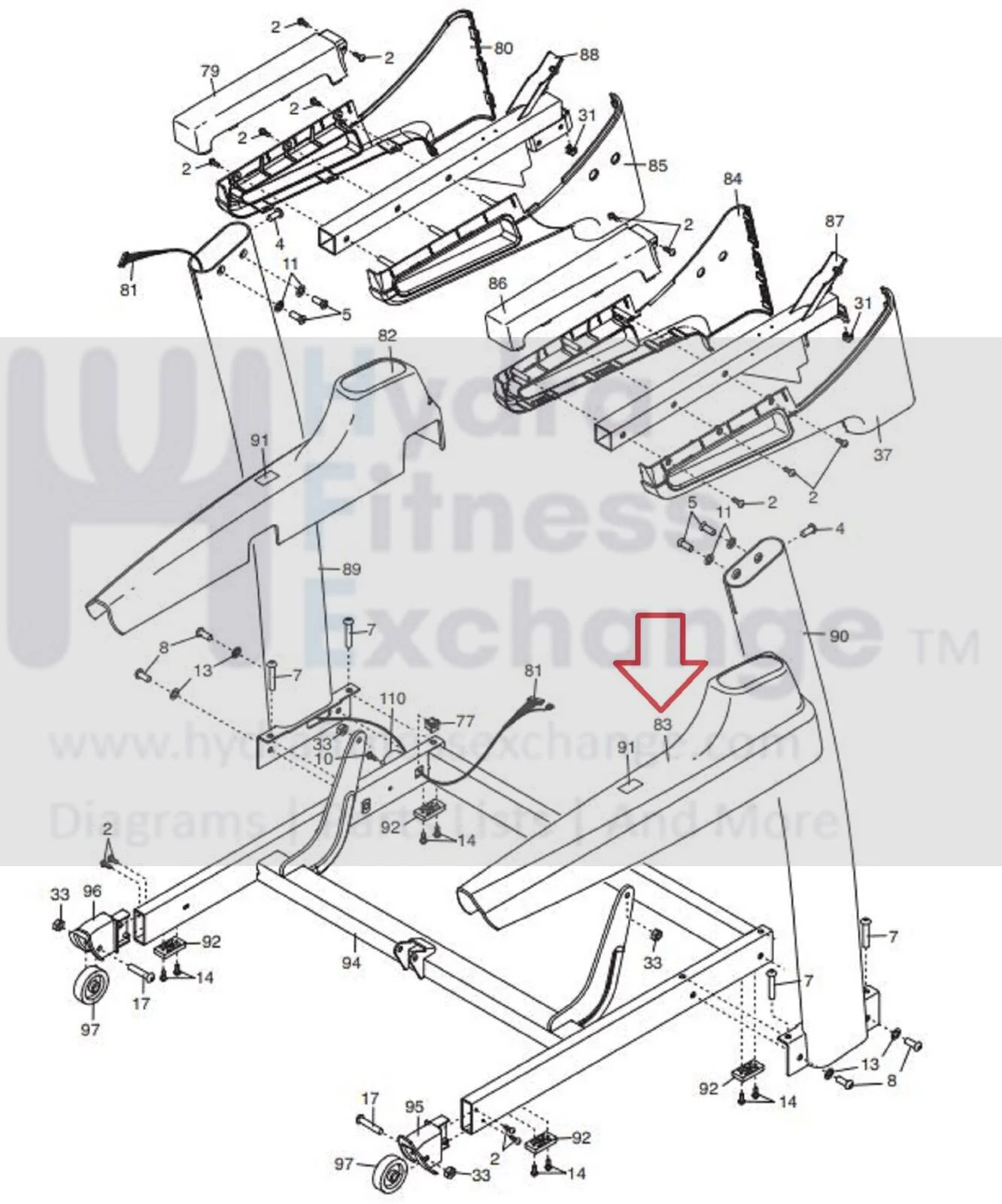 Nordictrack C1250 C1500 C900 T15.0 T17.2 T23.0 Treadmill Right Leg Cover 303677 - Image 3