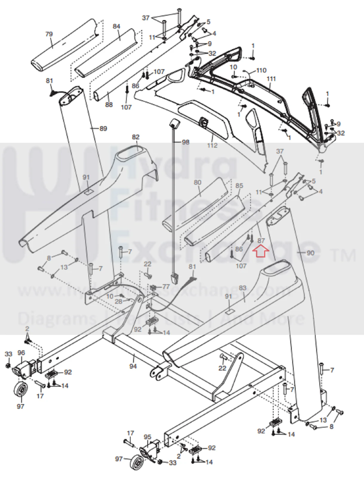 NordicTrack C1500 Pro C 900 PRO T17.2 Treadmill Left or Right Handrail 318395 - Image 2
