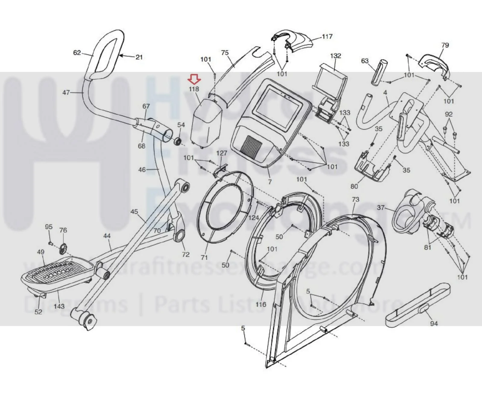 Nordictrack Commercial 12.9 14.9 9.9 Elliptical Rear Shield Cover 397092 - Image 2