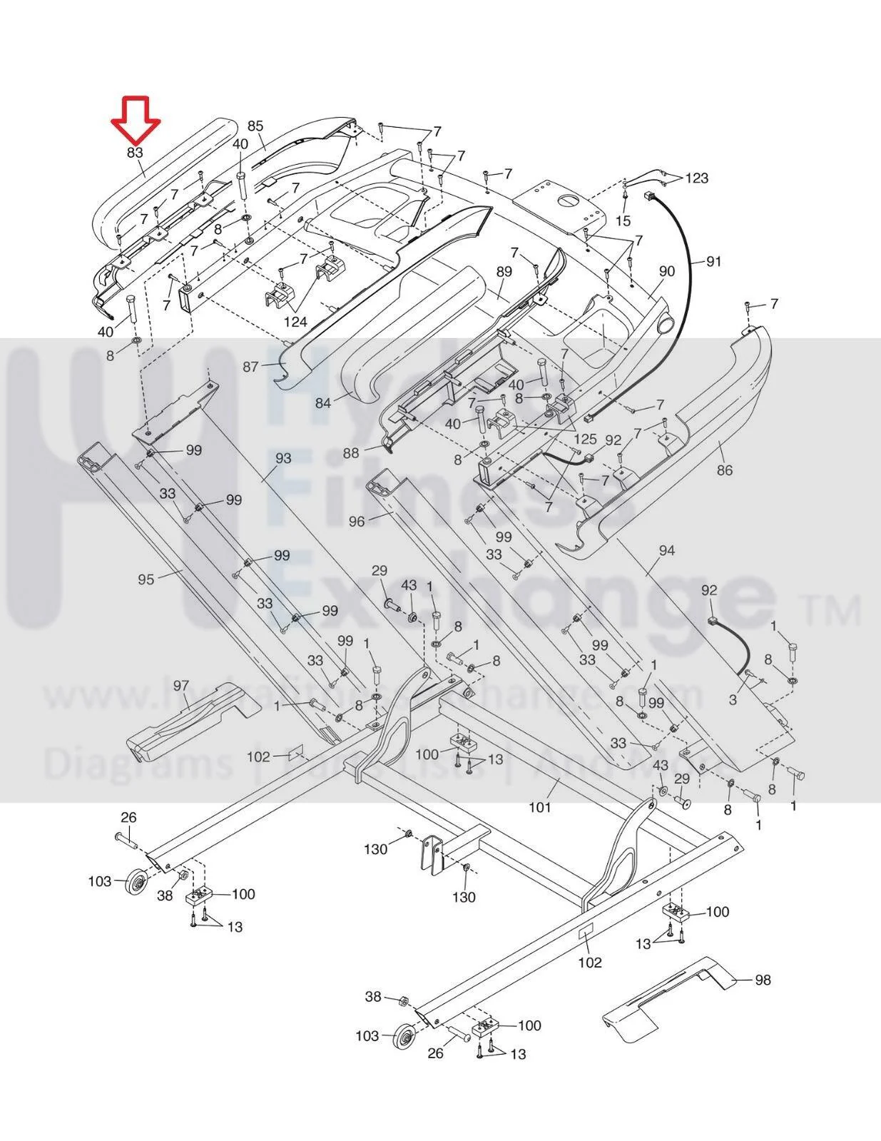 NordicTrack Commercial 1250 1750 2450 Treadmill Left Handrail Cover 445499 - Image 2