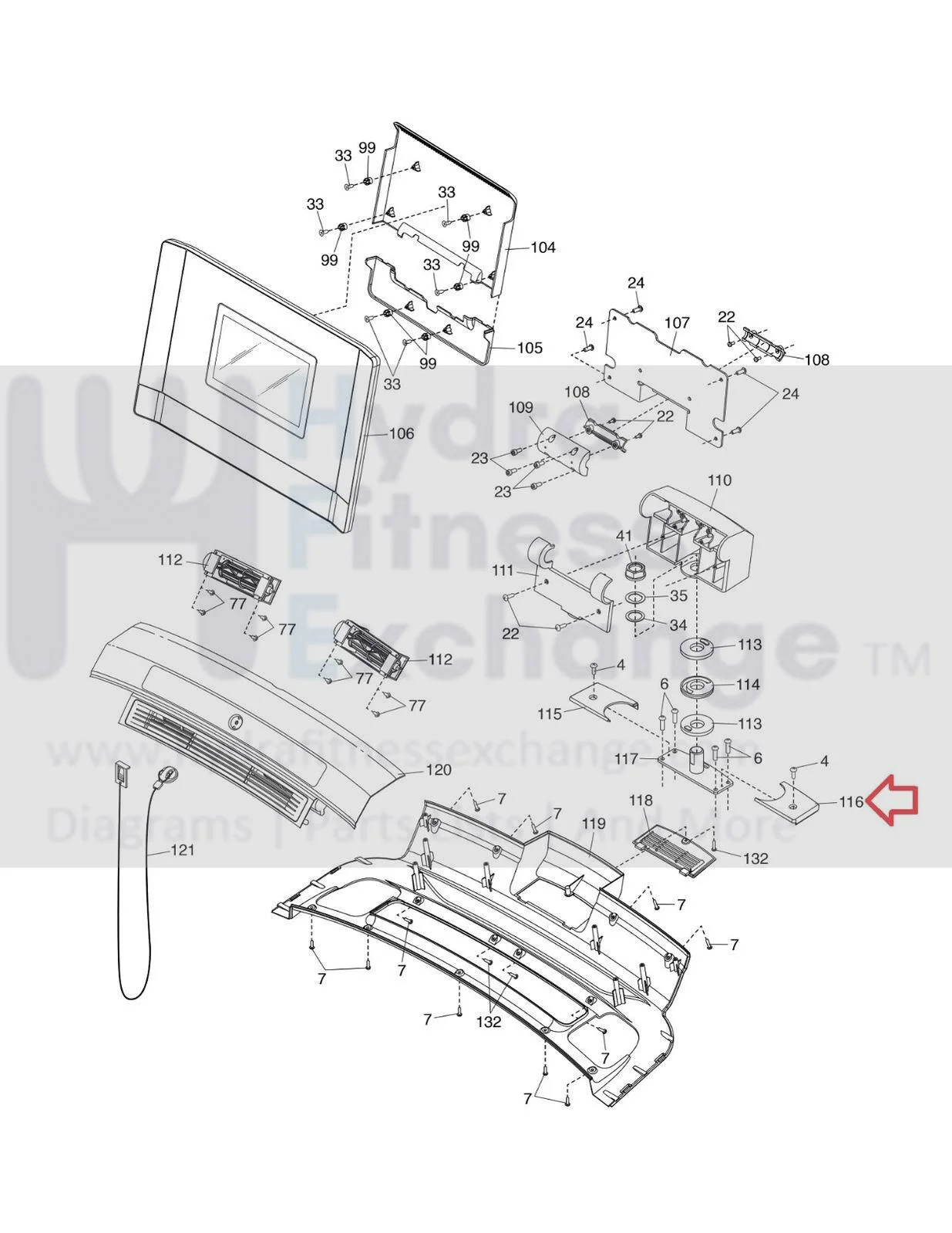NordicTrack Commercial 1250 1750 2450 Treadmill Right Pivot Cover 445500 - Image 2