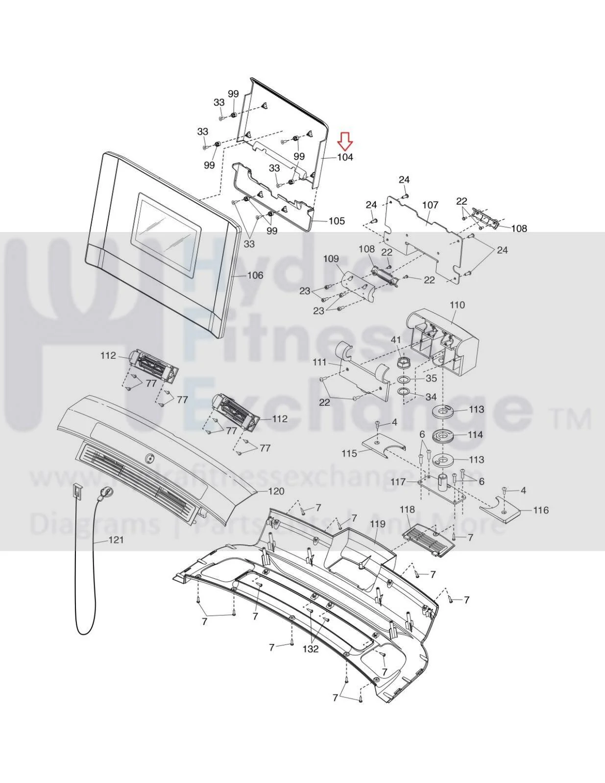 NordicTrack Commercial 1250 1750 Treadmill Console Back Cover 434425 - Image 2