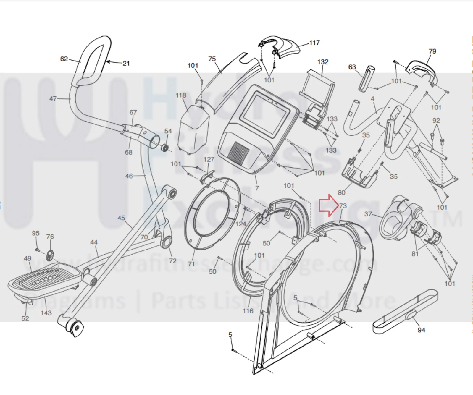 NordicTrack Commercial 14.9 12.9 9.9 E9.0 Elliptical Left Shield 397069 & 393821 - Image 3