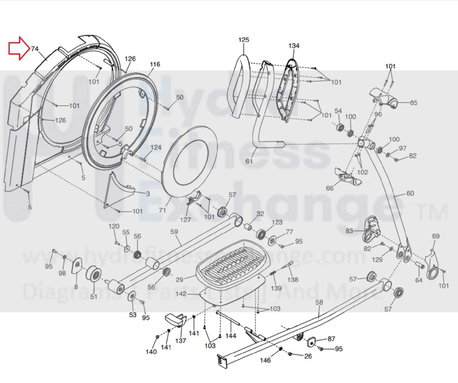 NordicTrack Commercial 14.9 12.9 9.9 E9.0 Elliptical Right Shield 397070 393825 - Image 3