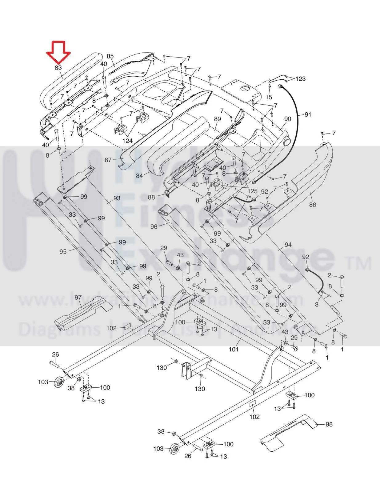 NordicTrack Commercial 1750 2450 1250 Treadmill Left Handrail Cover 445499 - Image 2