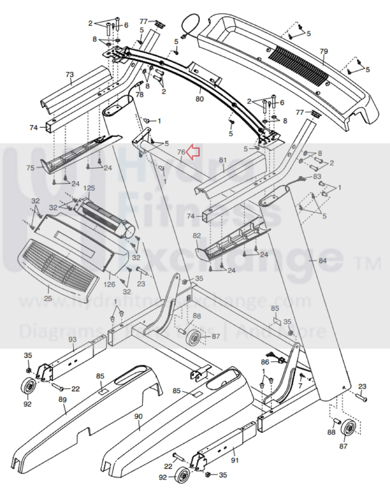 NordicTrack Commercial 1750 2450 Elite 5000 Treadmill Upright Crossbar 353159 - Image 2