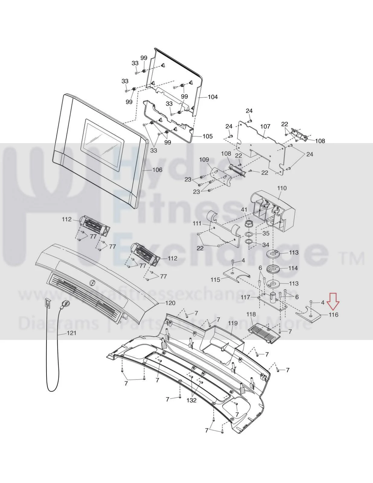 NordicTrack Commercial 2450 1250 Treadmill Right Pivot Cover 445500 - Image 2