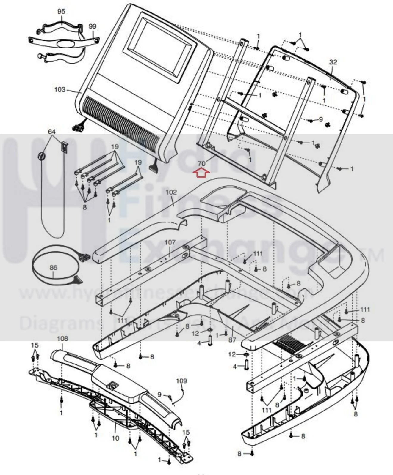 Nordictrack Commerical 2250 Elite 9700 Pro Treadmill Console Frame 324324 - Image 2