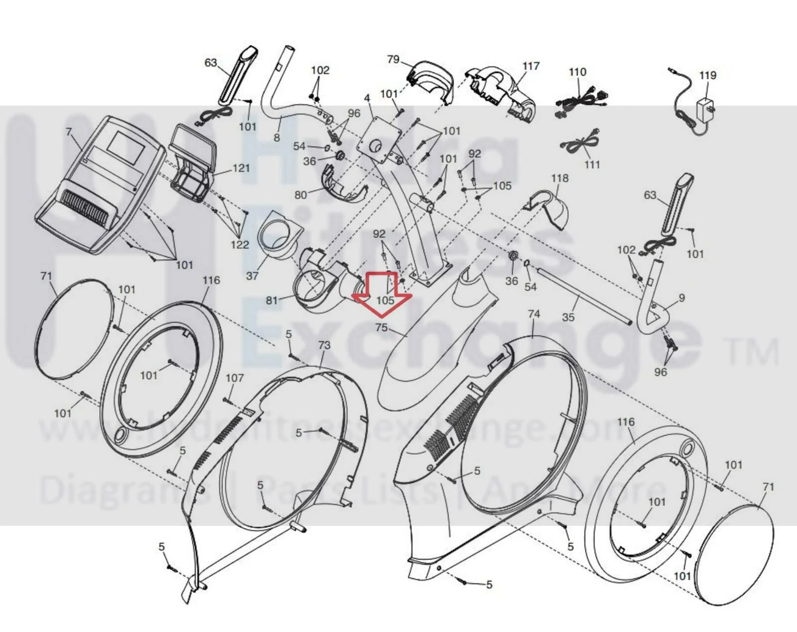 Nordictrack E7.0 - 831.239510 Elliptical Shield Cover 362696 - Image 2