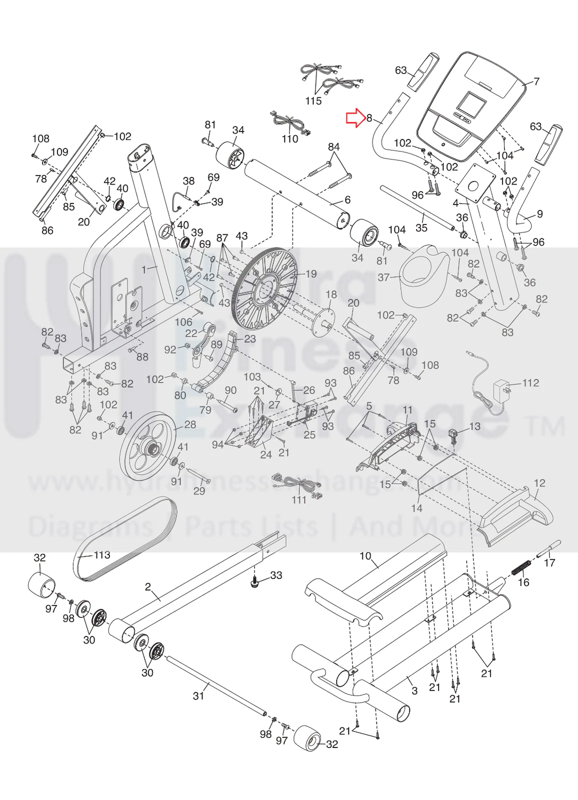 NordicTrack E7sv Elliptical Left Pulse Handlebar Assembly 272054 - Image 2