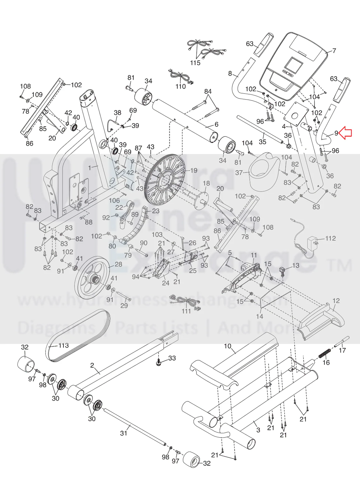 NordicTrack E7sv Elliptical Right Pulse Handlebar Assembly 272053 - Image 2